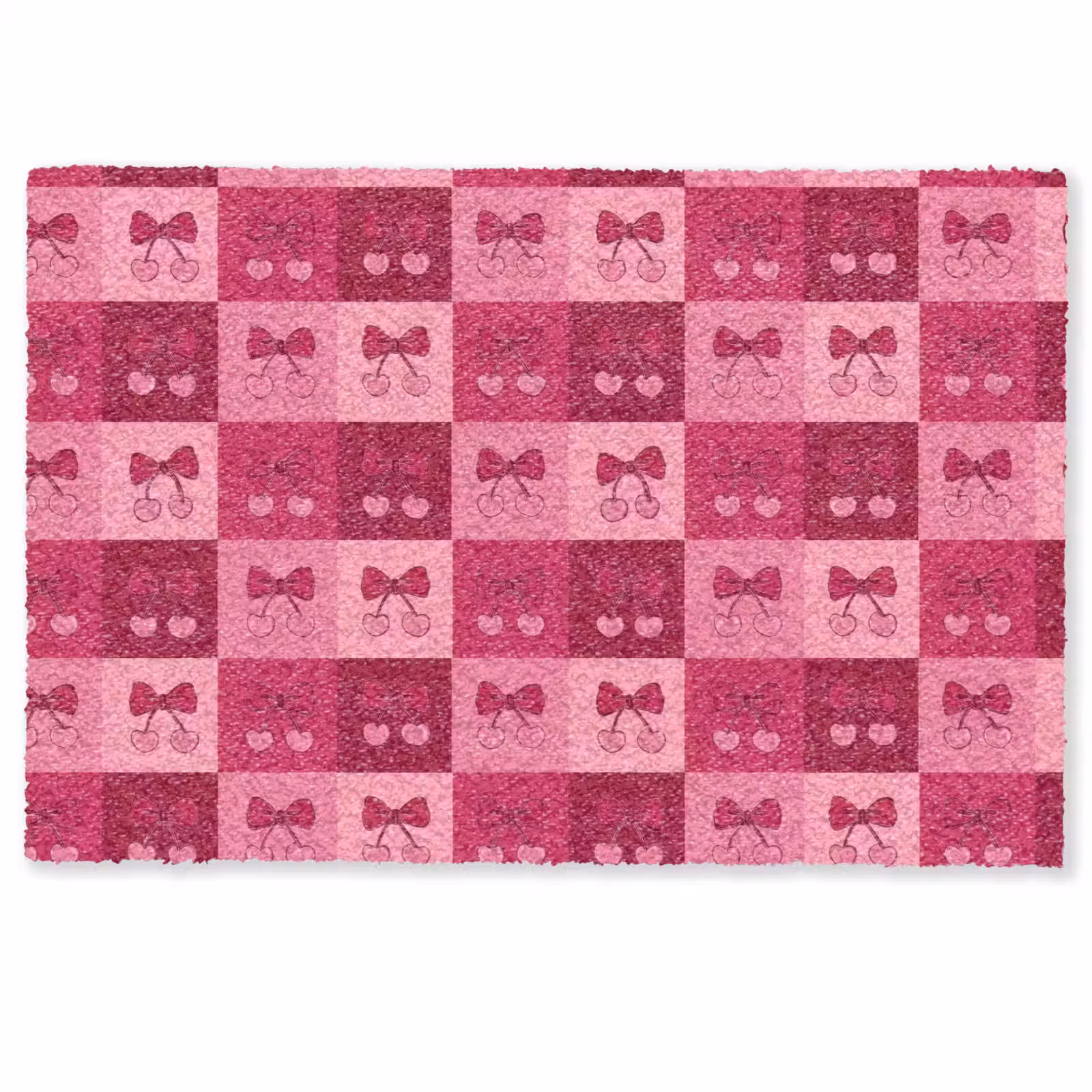 Deurmat - Kersen - Strikjes - Speels - Roze - Bordeaux — 1