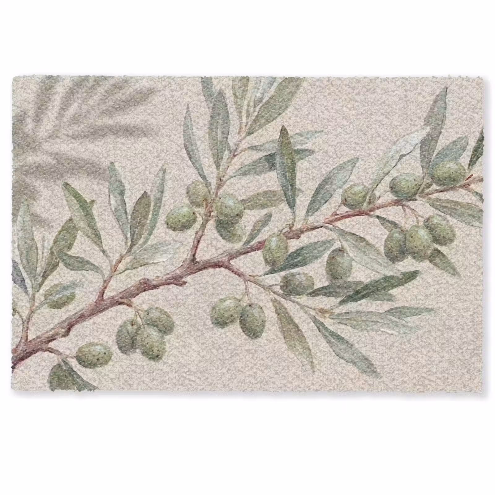 Deurmat - Olijftak - Bladeren - Natuur - Groen - Beige — 1