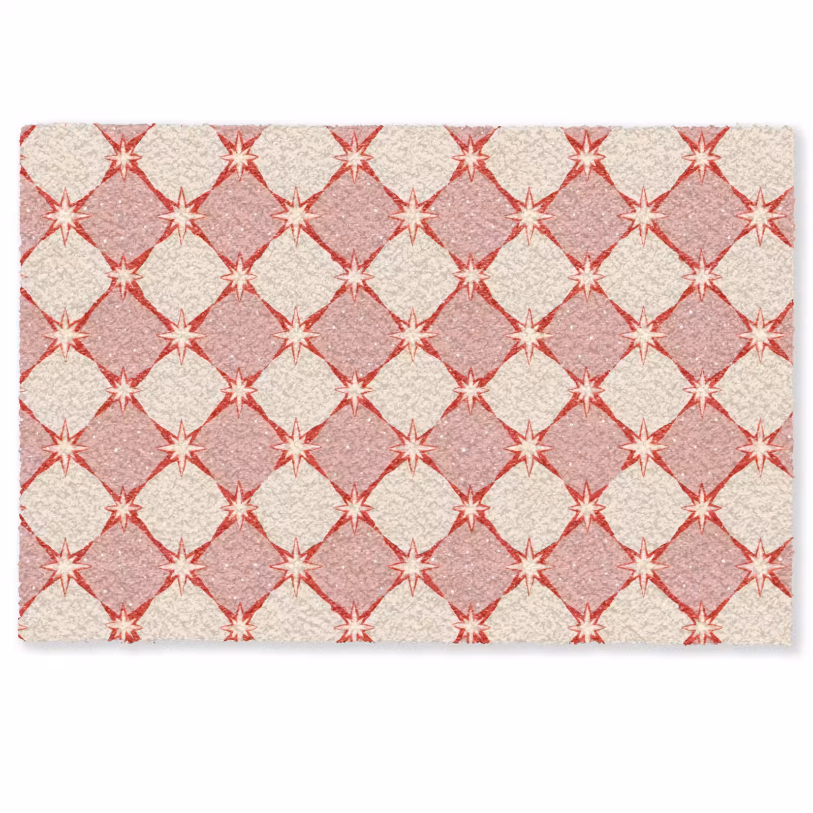 Deurmat - Ruiten - Sterren - Vintage - Oudroze - Rood — 1