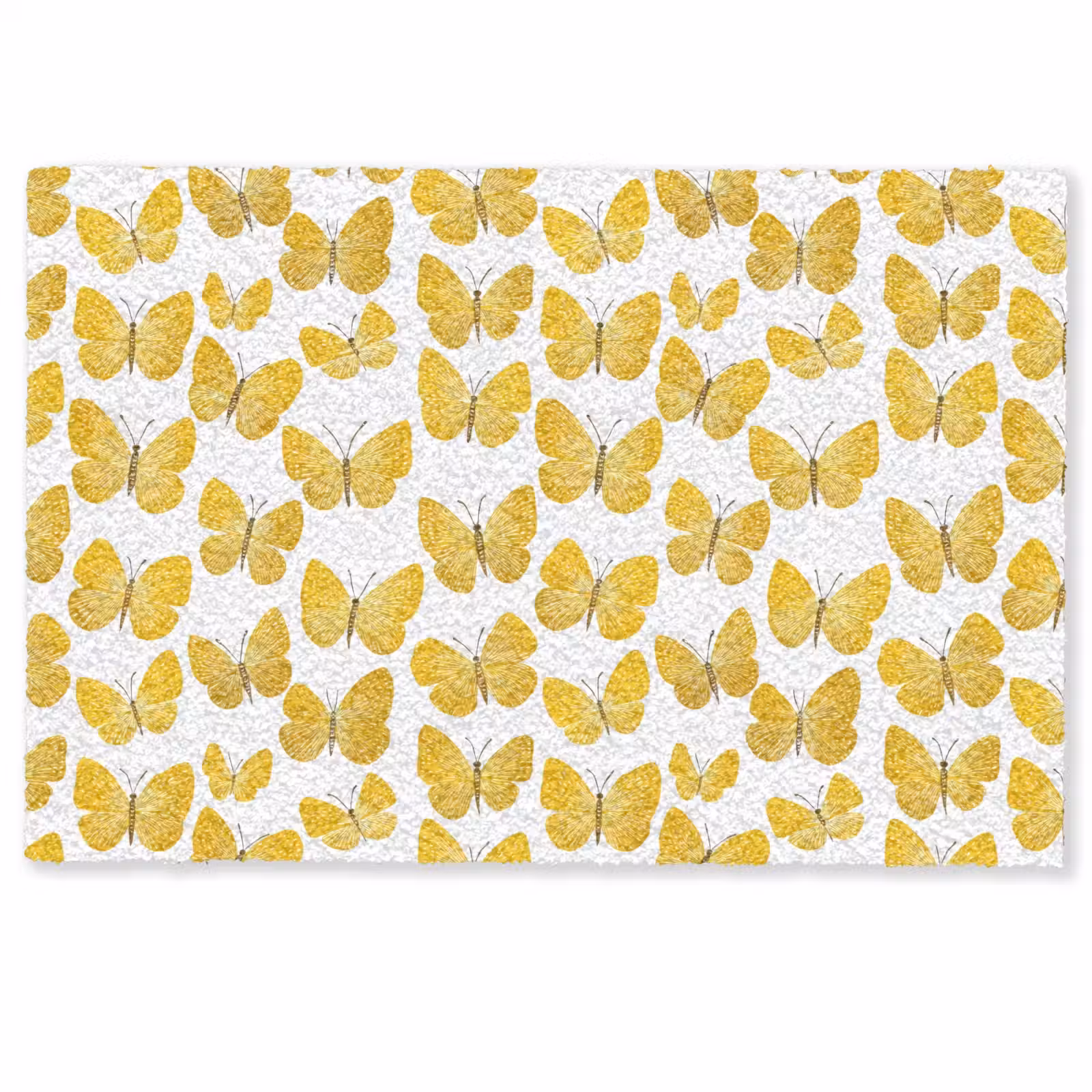 Deurmat - Vlinders - Botanisch - Illustratie - Geel - Wit — 1
