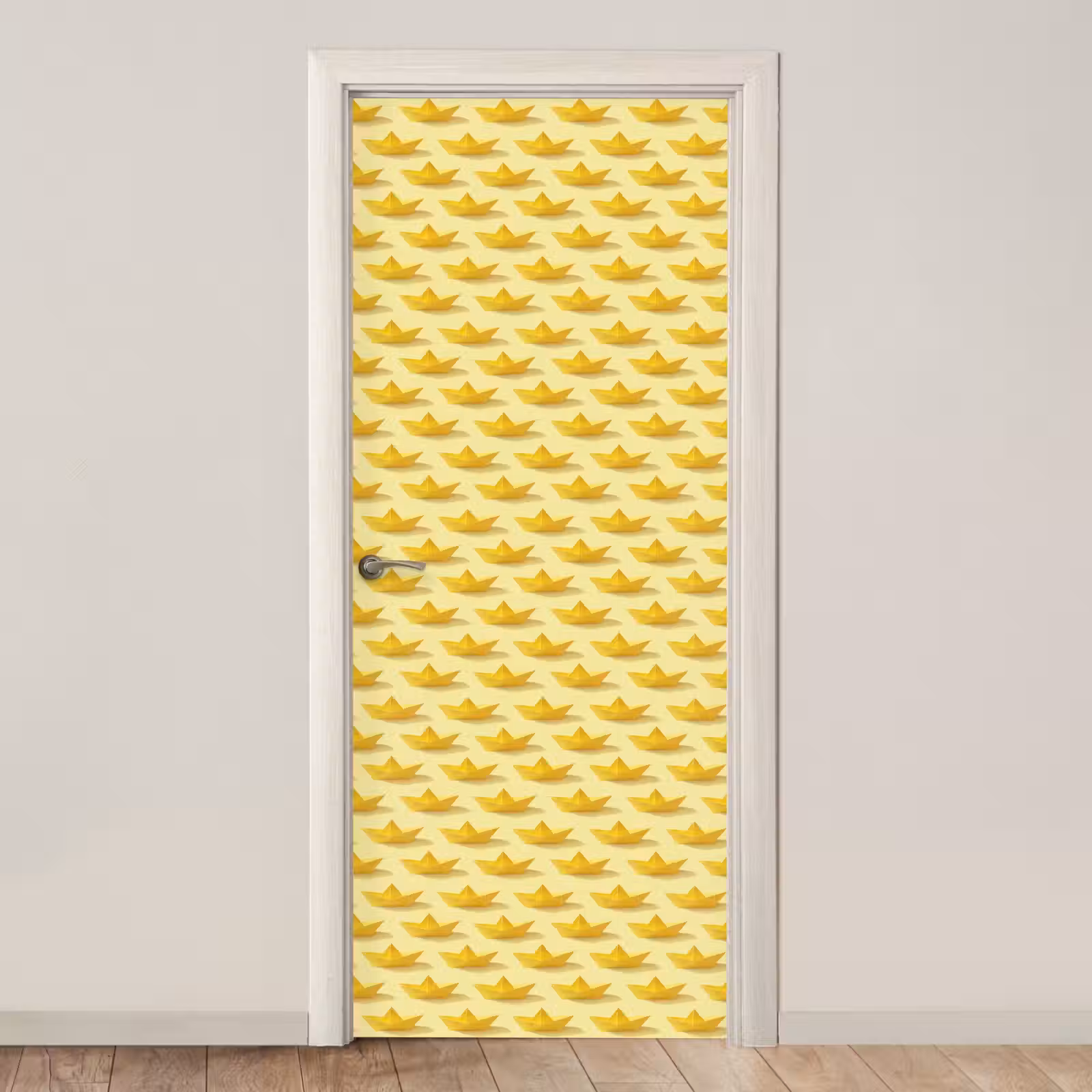 Deursticker - Bootjes - Origami - Creatief - Geel — 1