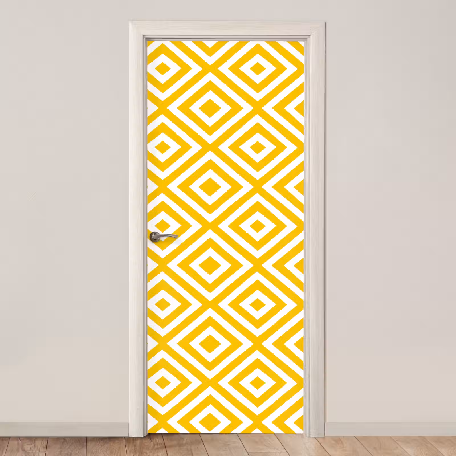 Deursticker - Geometrisch - Lijnen - Modern - Geel - Wit — 1