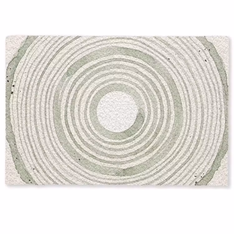 Deurmat - Abstractie - Cirkels - Waterverf - Groen - Modern — 1