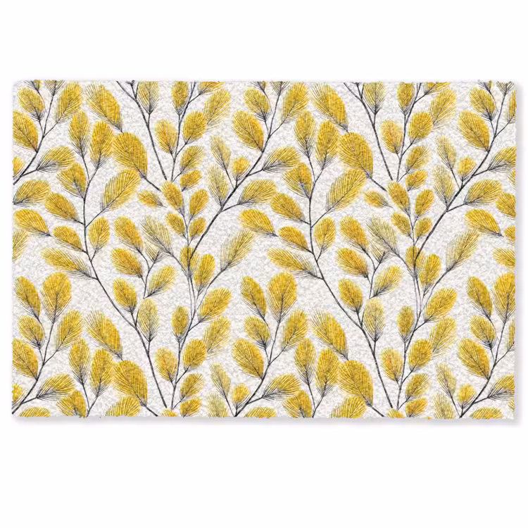 Deurmat - Bladeren - Botanisch - Elegant - Geel - Zwart — 1