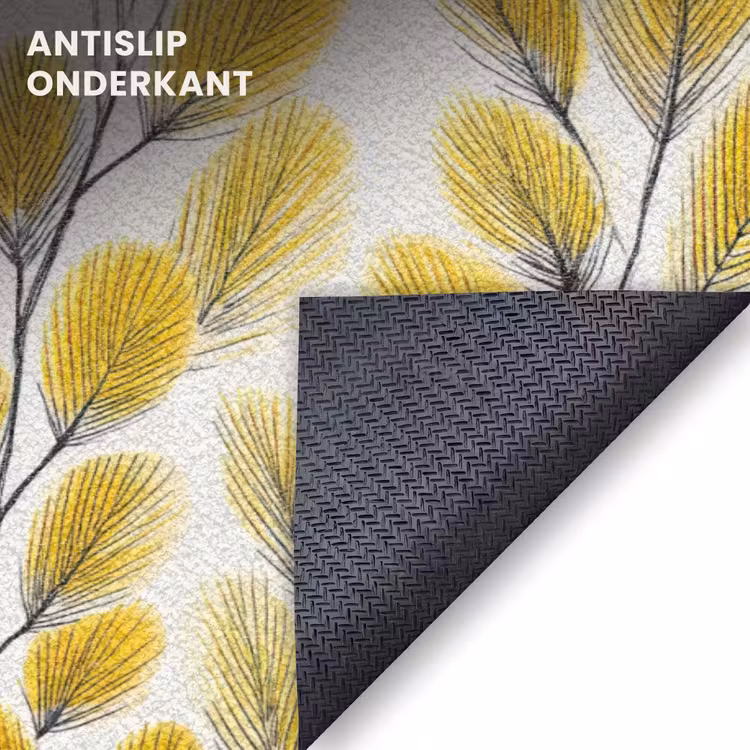 Deurmat - Bladeren - Botanisch - Elegant - Geel - Zwart — 6