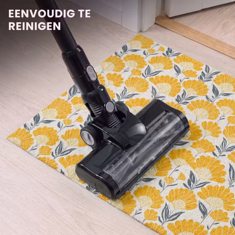 Deurmat - Bloemen - Retro - Botanisch - Okergeel - Grijs — 9