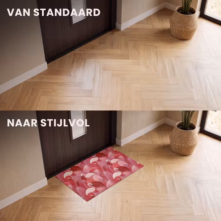 Deurmat - Flamingo - Botanisch - Elegant - Roze - Rood — 3