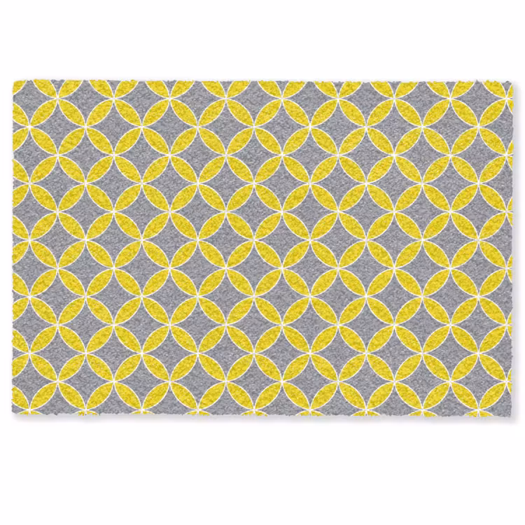 Deurmat - Geometrisch - Cirkels - Modern - Grijs - Geel — 1