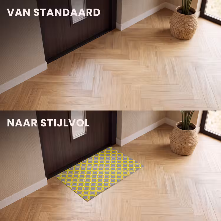 Deurmat - Geometrisch - Cirkels - Modern - Grijs - Geel — 3