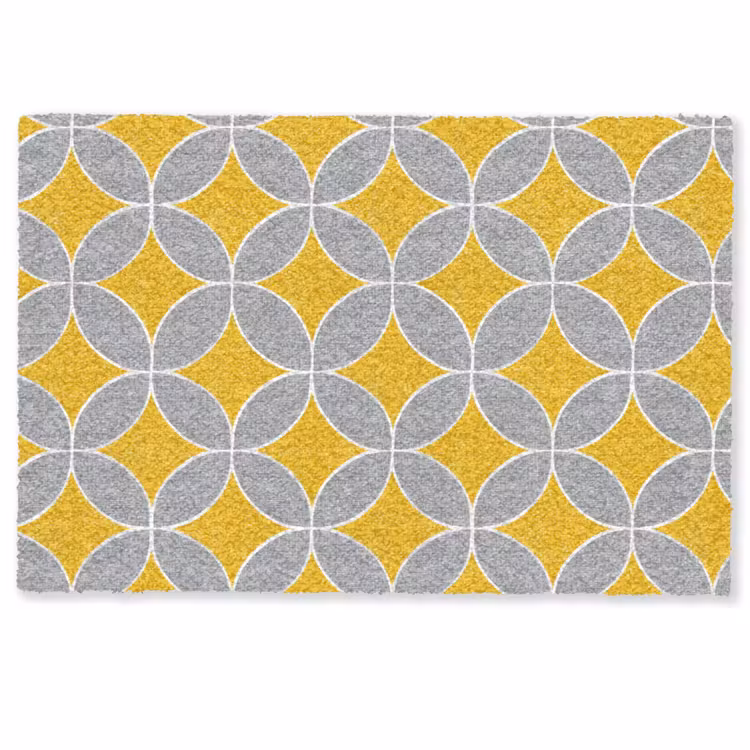 Deurmat - Geometrisch - Cirkels - Textuur - Grijs - Geel — 1