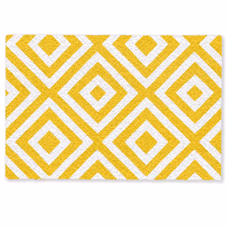 Deurmat - Geometrisch - Lijnen - Modern - Geel - Wit — 1