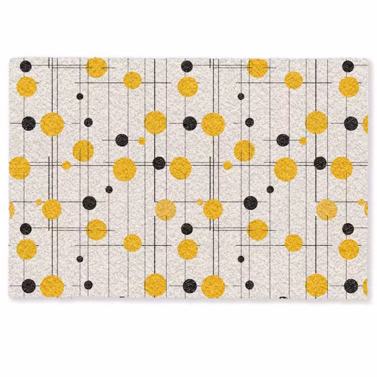 Deurmat - Geometrisch - Retro - Lijnen - Okergeel - Zwart — 1