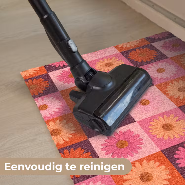 Deurmat - Madeliefjes - Dambord - Retro - Roze - Oranje — 9