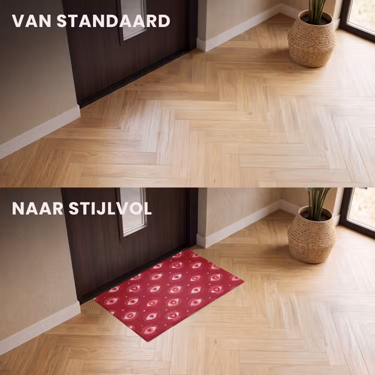 Deurmat - Ogen - Patroon - Roze - Donkerrood — 3