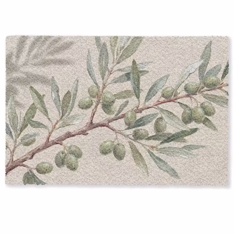 Deurmat - Olijftak - Bladeren - Natuur - Groen - Beige — 1