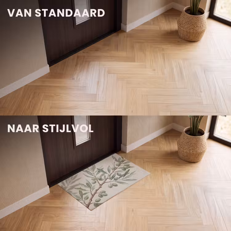 Deurmat - Olijftak - Bladeren - Natuur - Groen - Beige — 3