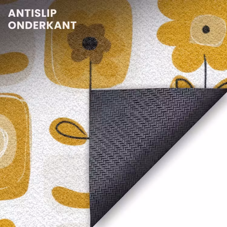 Deurmat - Retro - Abstract - Bloemen - Okergeel — 6