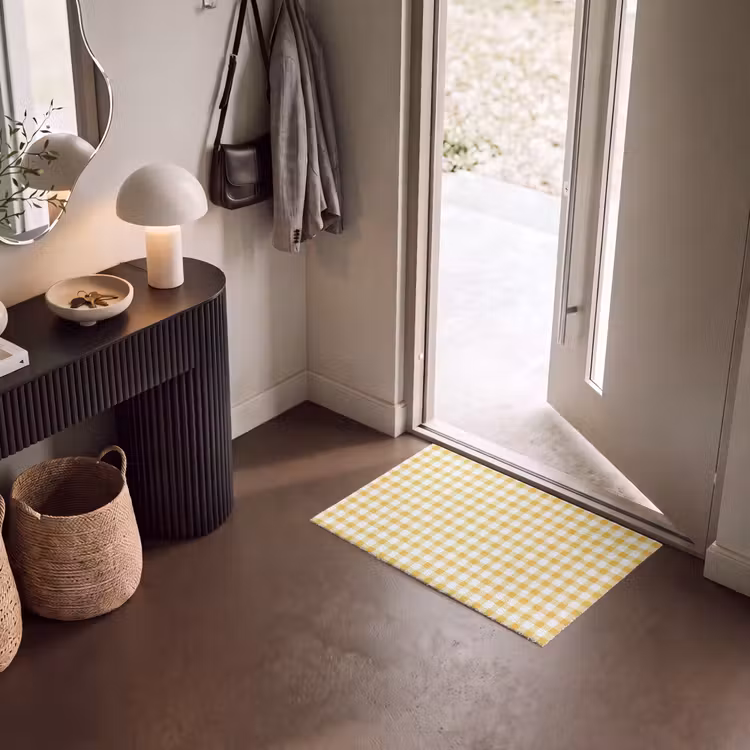 Deurmat - Ruit - Gingham - Klassiek - Geel en Wit — 8