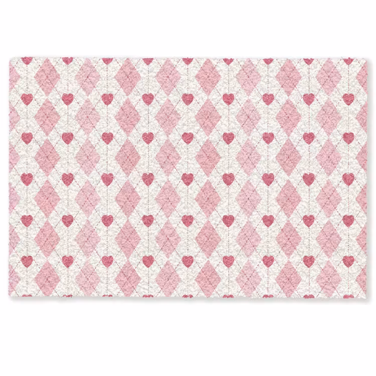 Deurmat - Ruiten - Klassiek - Roze - Wit — 1