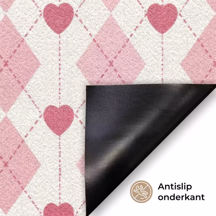 Deurmat - Ruiten - Klassiek - Roze - Wit — 6