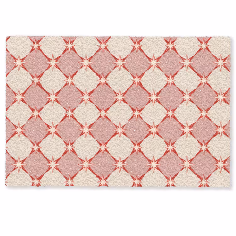 Deurmat - Ruiten - Sterren - Vintage - Oudroze - Rood — 1
