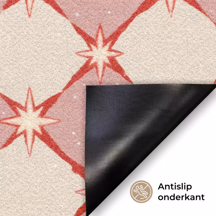 Deurmat - Ruiten - Sterren - Vintage - Oudroze - Rood — 6