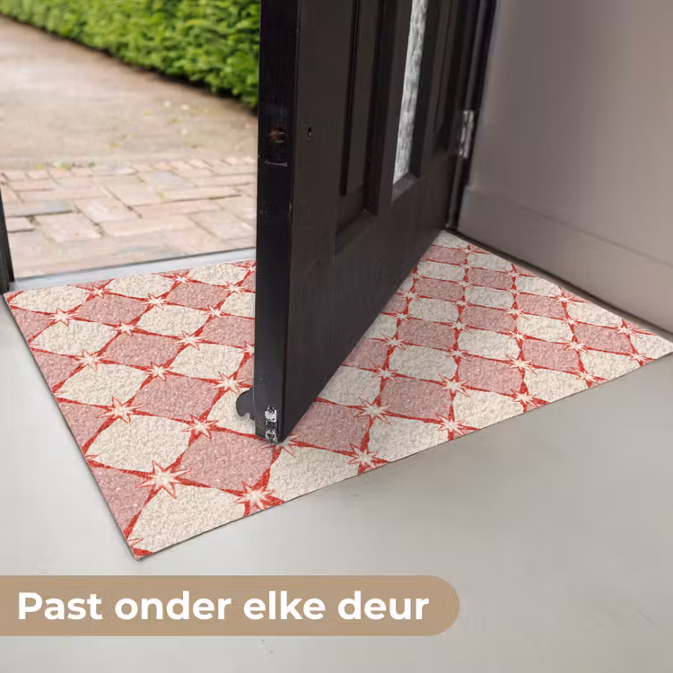 Deurmat - Ruiten - Sterren - Vintage - Oudroze - Rood — 7