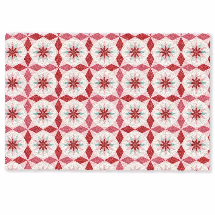 Deurmat - Tegelpatroon - Sterren - Retro - Roze - Mintgroen — 1