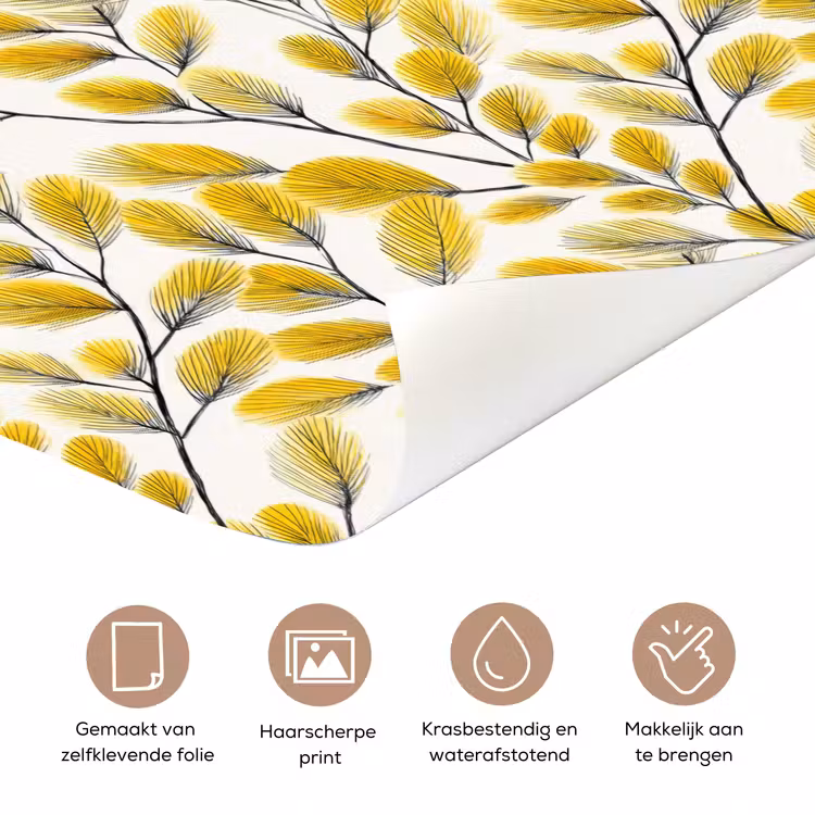Deursticker - Bladeren - Botanisch - Elegant - Geel - Zwart — 3