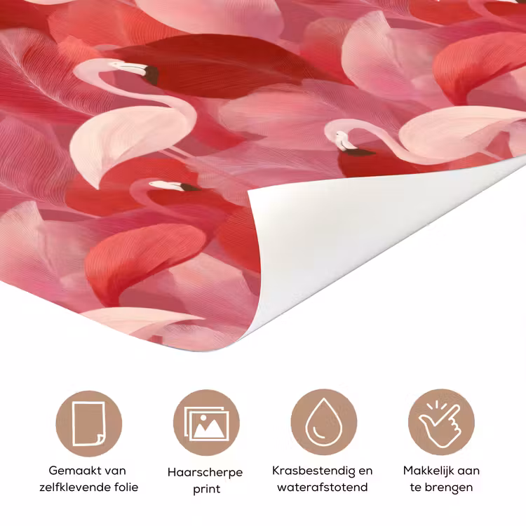Deursticker - Flamingo - Botanisch - Elegant - Roze - Rood — 3