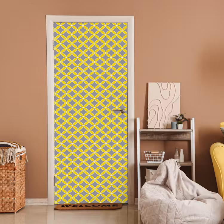 Deursticker - Geometrisch - Cirkels - Modern - Grijs - Geel — 2