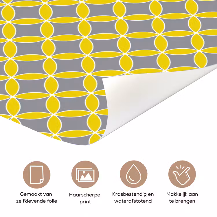Deursticker - Geometrisch - Cirkels - Modern - Grijs - Geel — 3