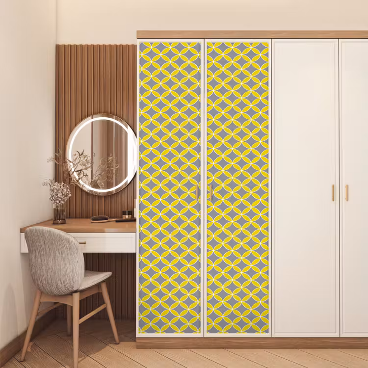 Deursticker - Geometrisch - Cirkels - Modern - Grijs - Geel — 5
