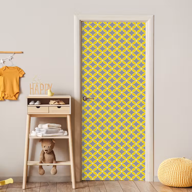 Deursticker - Geometrisch - Cirkels - Modern - Grijs - Geel — 6