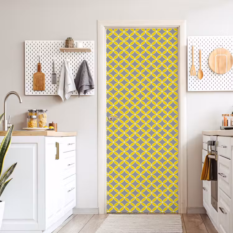Deursticker - Geometrisch - Cirkels - Modern - Grijs - Geel — 7