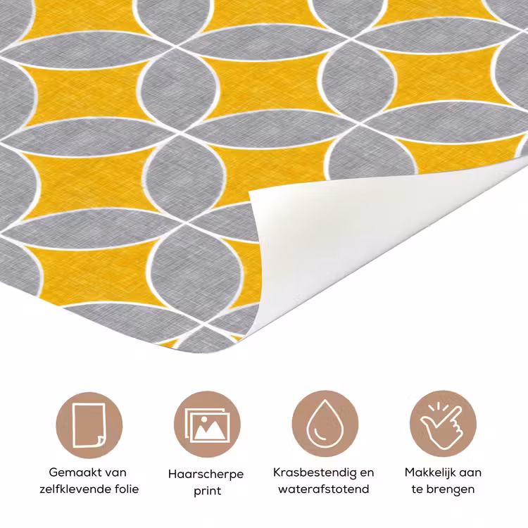 Deursticker - Geometrisch - Cirkels - Textuur - Grijs - Geel — 3