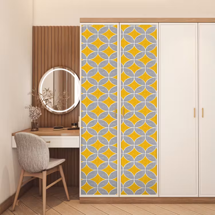Deursticker - Geometrisch - Cirkels - Textuur - Grijs - Geel — 5