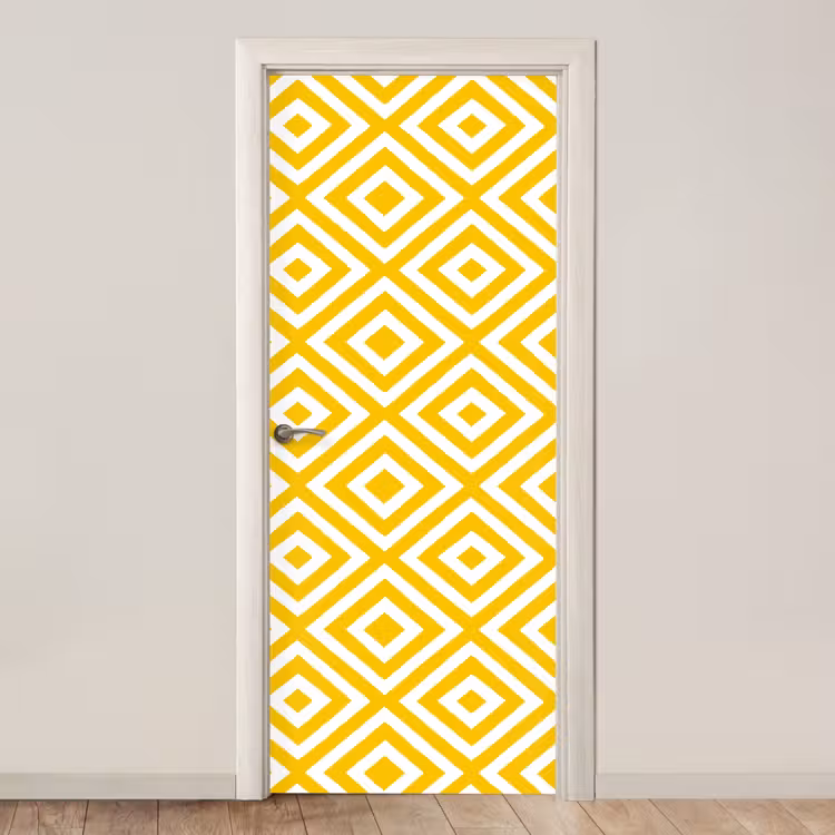 Deursticker - Geometrisch - Lijnen - Modern - Geel - Wit — 1