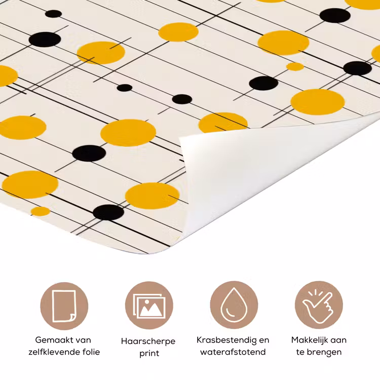 Deursticker - Geometrisch - Retro - Lijnen - Okergeel - Zwart — 3