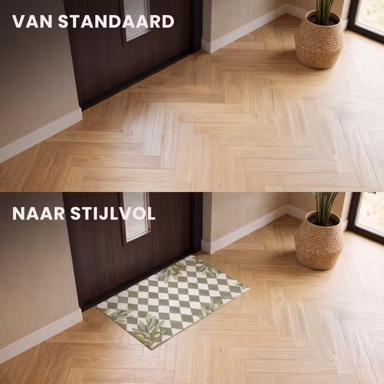 Deurmat - Plant - Olijftakken - Waterverf - Mediterraan - Groen — 3