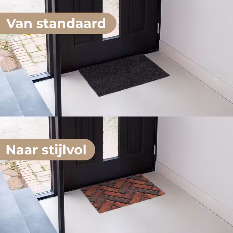 Deurmat - Bakstenen - Visgraat - Structuur - Roodbruin — 3
