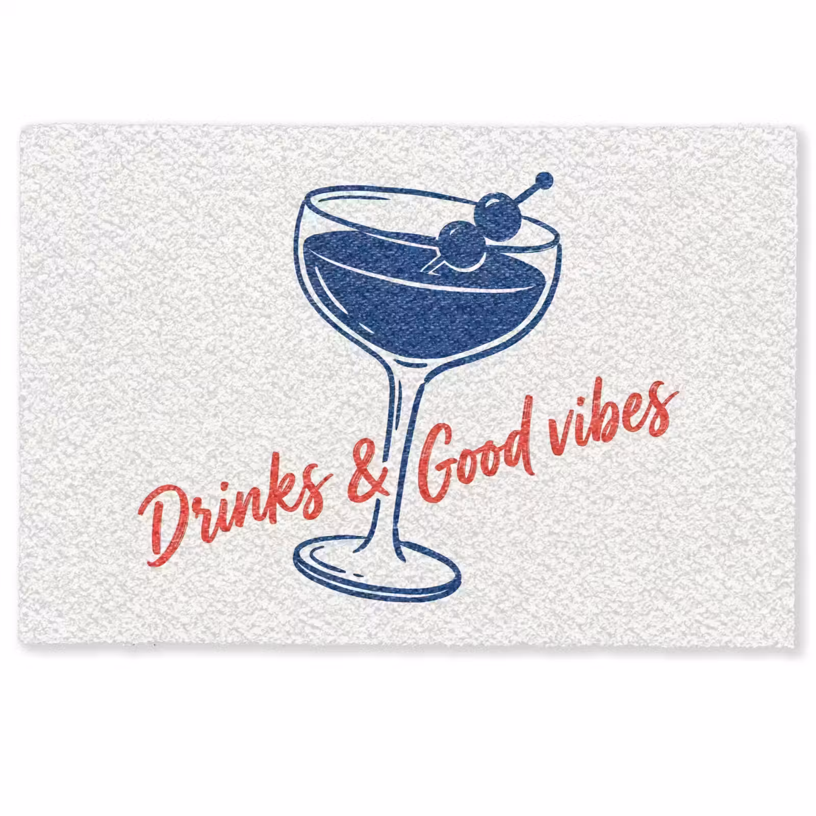 Deurmat - Cocktail - Glas - Illustratie - Blauw - Wit — 1