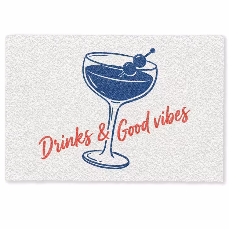 Deurmat - Cocktail - Glas - Illustratie - Blauw - Wit — 1