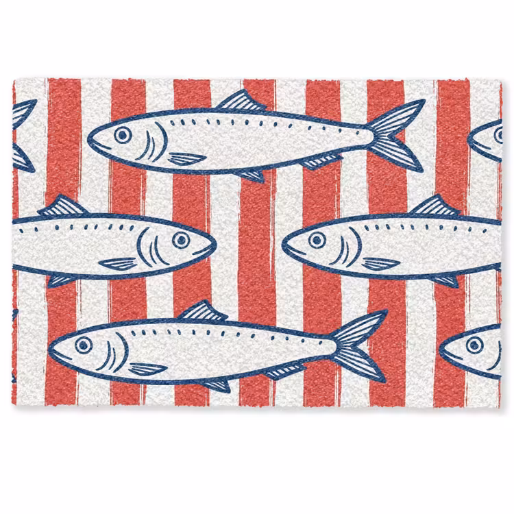Deurmat - Vis - Patroon - Strepen - Illustratie - Rood — 1