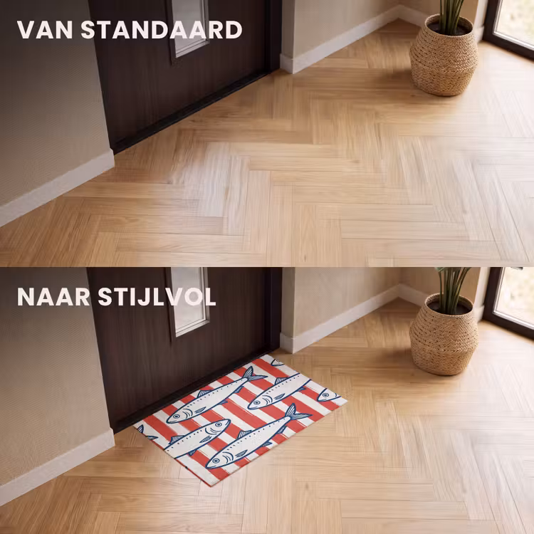Deurmat - Vis - Patroon - Strepen - Illustratie - Rood — 3