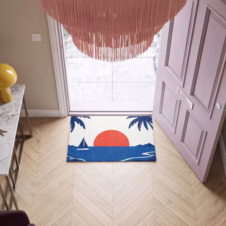 Deurmat - Zonsondergang - Zee - Palmboom - Tropisch - Modern — 4