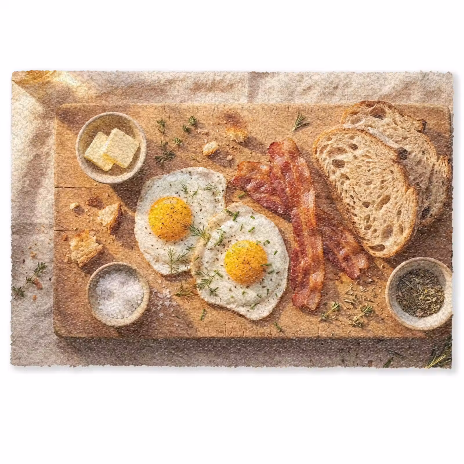 Deurmat - Eten - Ontbijt - Hout - Rustiek - Geel — 1