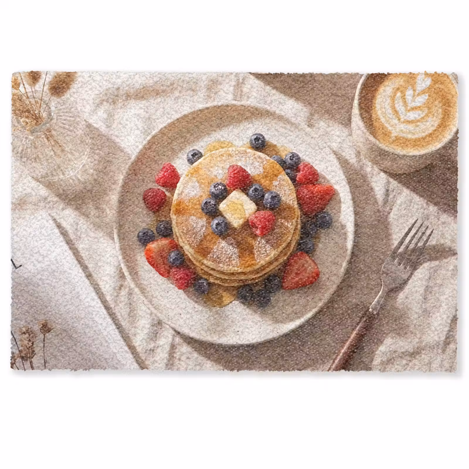 Deurmat - Pannenkoeken - Bessen - Ontbijt - Modern - Beige — 1