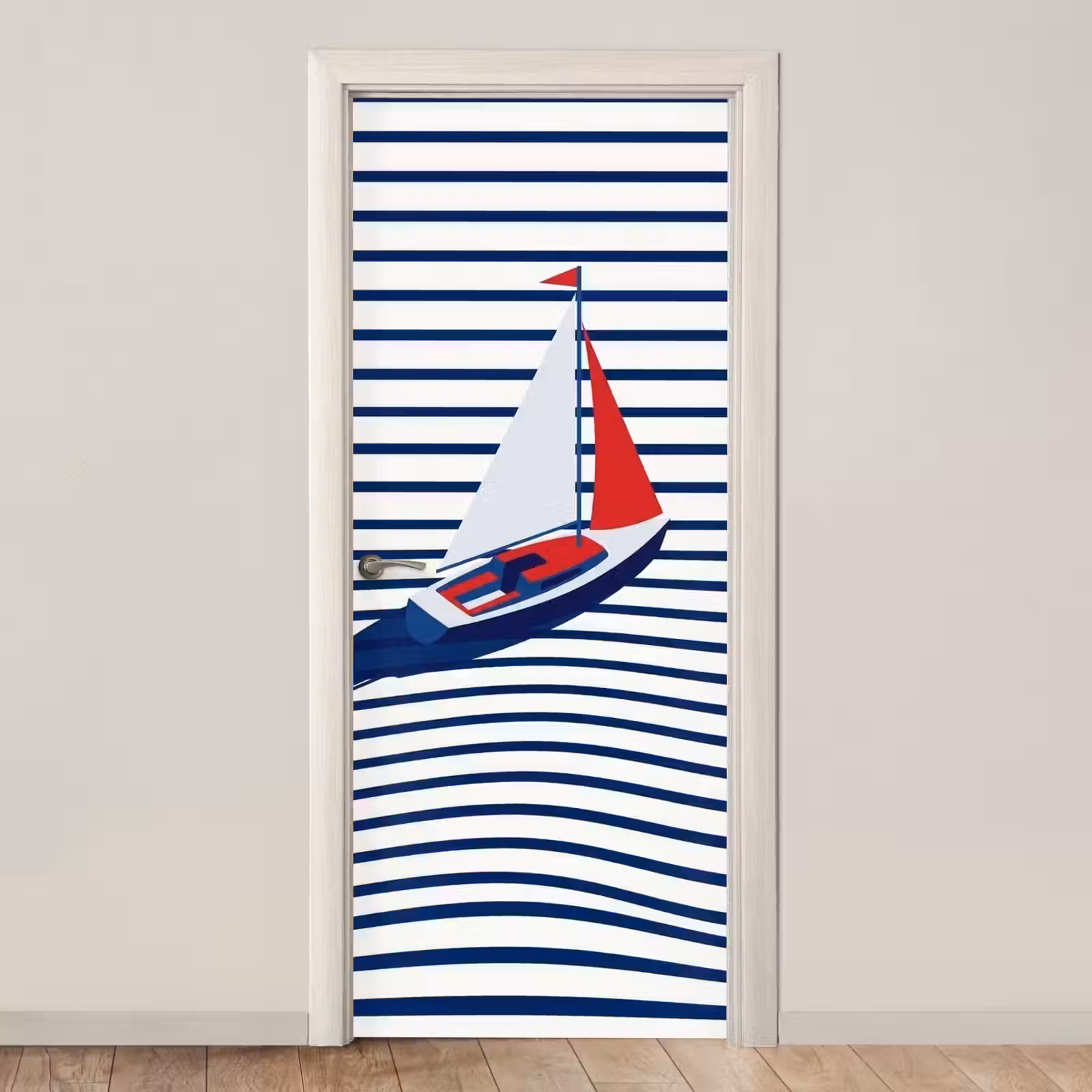 Deursticker - Boot - Water - Abstract - Blauw — 1