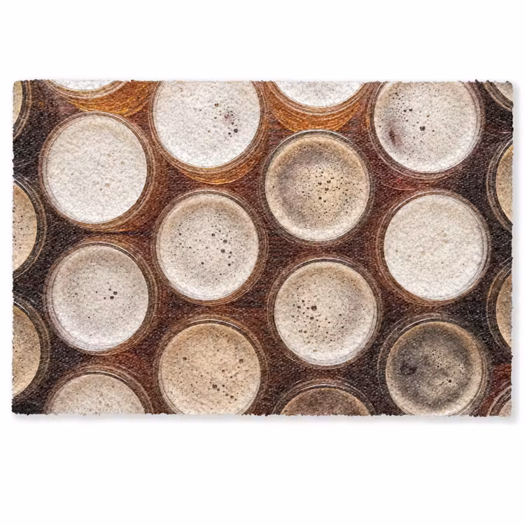 Deurmat - Eten - Glazen - Drank - Patroon - Bruin — 1